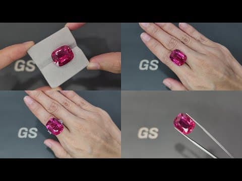 Large vivid pink rubellite tourmaline in cushion cut 18.25 carats, Nigeria ID 10829