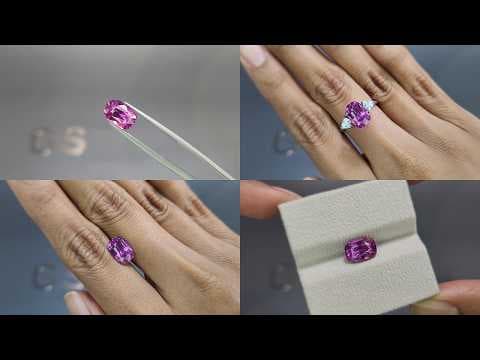 Unheated purple sapphire cushion cut 3.54 carats, Sri Lanka ID 12143