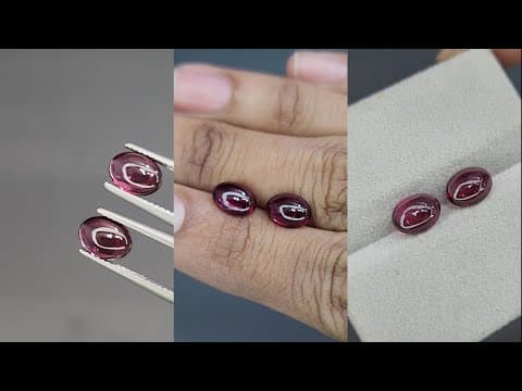 Pair of rhodolite garnets cabochon cut 3.18 carats, Madagascar ID 11571