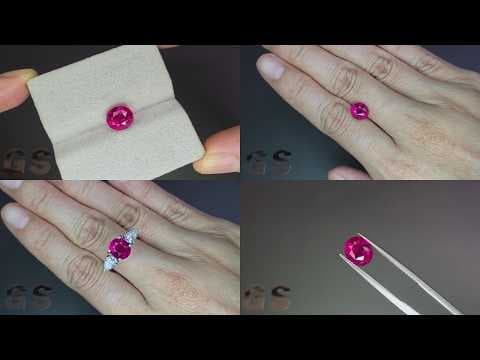 Unheated ruby Vivid pink red oval cut 3.12 carats, Mozambique ID 12053