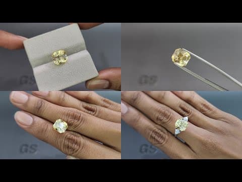 Unheated Pastel Yellow sapphire in radiant cut 6.11 carats, Sri Lanka ID 11076