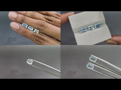 Set aquamarine octagon cut 3.29 carats, Madagascar ID 11013