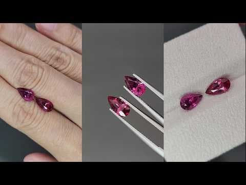 Pair of spinels red-pink Mahenge pear cut 2.28 carats, Tanzania ID 12407