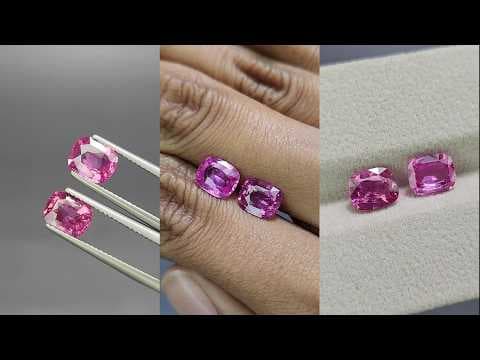 Pair of pink sapphires in cushion cut 3.59 carats, Sri Lanka ID 12306