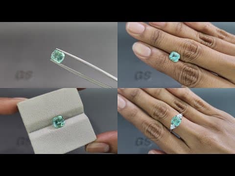 Aquamarine cushion cut 1.51 carats, Madagascar ID 11075