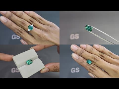 Vibrant Lagoon tourmaline in cushion cut 3.40 carats, Afghanistan ID 10806