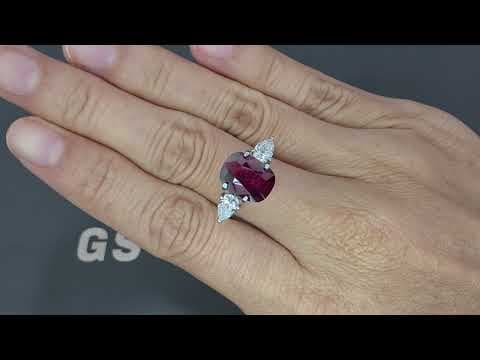 Unheated ruby Pigeon's blood cushion cut 3.03 carats, Mozambique ID 11904