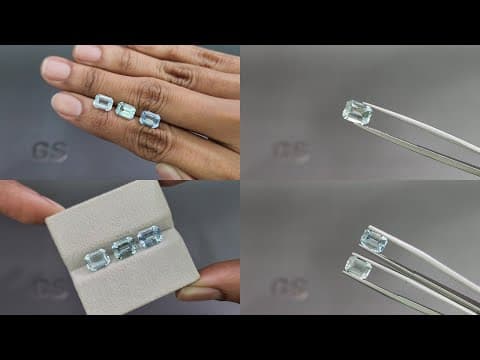 Set aquamarine octagon cut 4.48 carats, Madagascar ID 11009