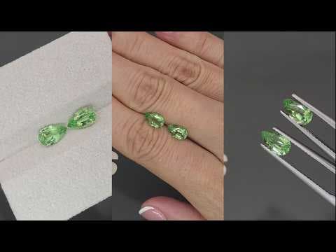 Pair of tsavorites pear cut 1.78 carats, Africa ID 12284