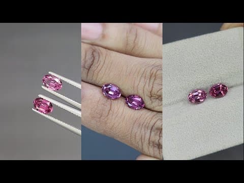 Pair of rhodolite garnets oval cut 1.78 carats, Madagascar ID 11579