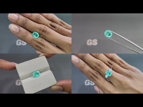 Neon blue Paraiba tourmaline in cushion cut 2.04 carats, Mozambique ID 10841