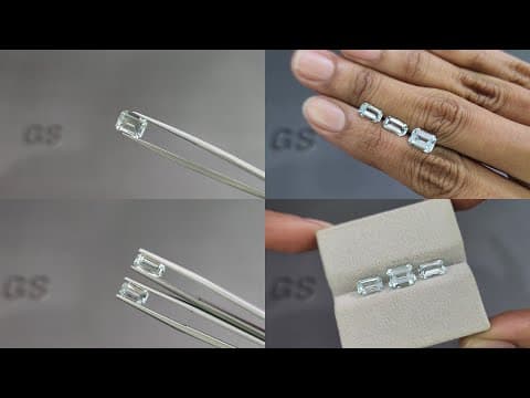 Set of aquamarines octagon cut 2.87 carats, Madagascar ID 11018