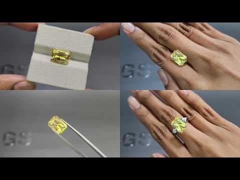 Unheated yellow sapphire radiant cut 8.51 carats, Sri Lanka ID 12149