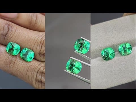 Pair of emeralds cushion cut 4.15 carats, Colombia ID 11053