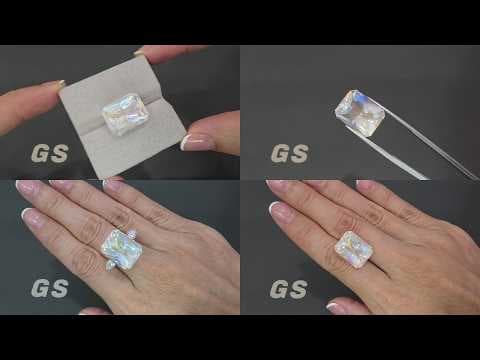 Rainbow moonstone cushion cut 15.03 carats, Madagascar ID 12295