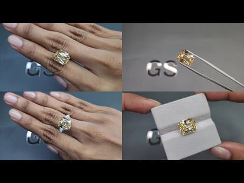 Unheated sapphire Pastel Yellow radiant cut 10.25 carats, Sri Lanka ID 9318