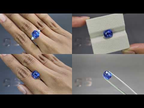 Unheated sapphire Cornflower Blue cushion cut 5.98 carats, Sri Lanka ID 12134