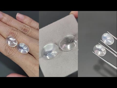 Pair of moonstones in cabochon cut 16.89 carats, Burma ID 10819