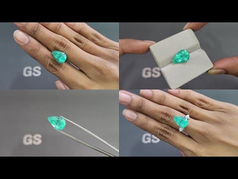 Neon blue Paraiba tourmaline in pear cut 6.76 carats, Mozambique ID 10832