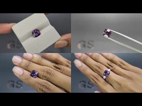 Purple spinel cushion cut 3.51carats, Tanzania ID 11867