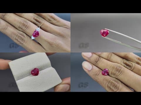 Unheated Intense Red ruby in heart shape 2.53 carats, Mozambique ID 11134