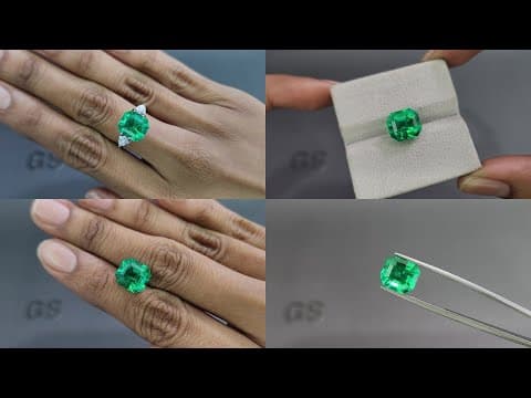 Vivid Green Emerald with rare Mariposa effect in octagon cut 5.16 Carats, Colombia ID 11098