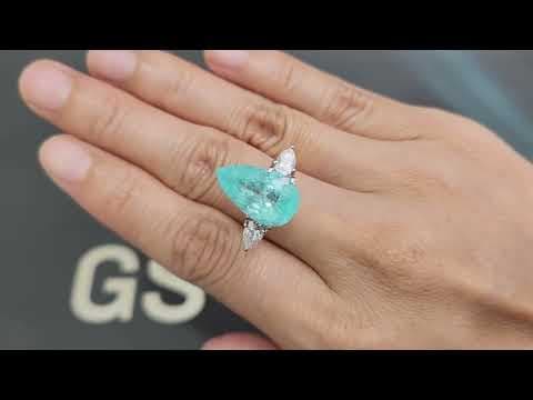 Neon blue tourmaline Paraiba in pear cut 7.14 carats, Mozambique ID 8914