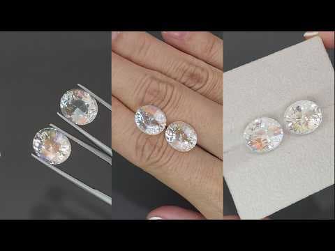Pair of rainbow moonstone in oval cut 9.34 carats, Madagascar ID 12288