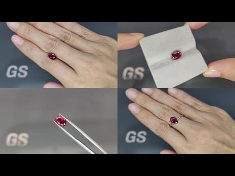 Unheated ruby Pigeon blood oval cut 2.05 carats, Mozambique. GRS ID 10973