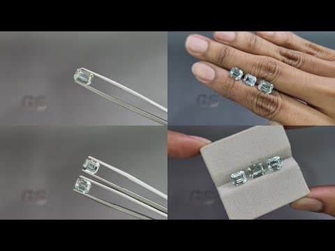 Set aquamarine octagon cut 3.81 carats, Madagascar ID 11011