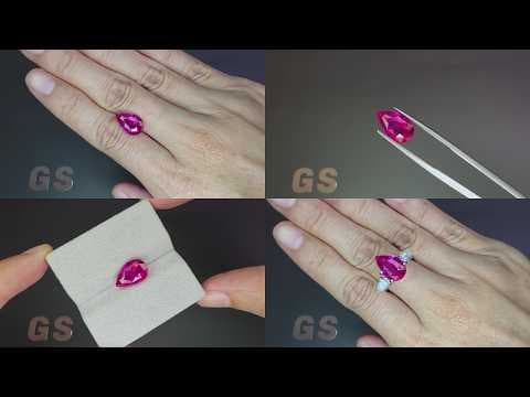 Unheated ruby pink pear cut 5.05 carats, Mozambique ID 12055