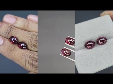 Pair of garnets rhodolite cobachon cut 4.83 carats, Madagascar ID 11574