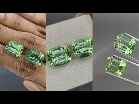 Pair of green tourmalines cushion cut 19.79 carats, Colombia ID 11056