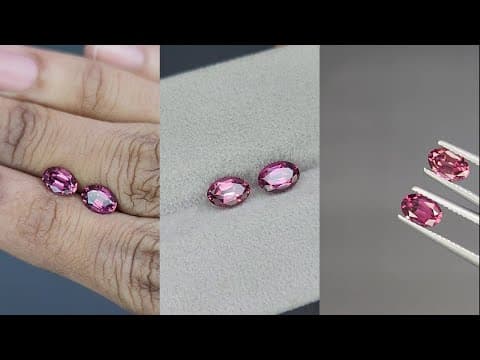 Pair of rhodolite garnets oval cut 1.87 carats, Madagascar ID 11578