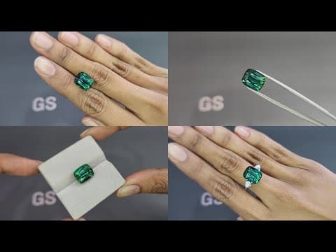 Vibrant Lagoon Tourmaline in cushion cut 7.49 carats, Afghanistan ID 10810