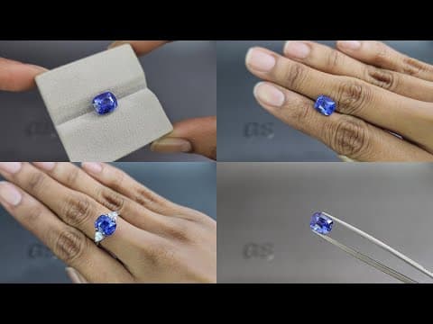 Sapphire Cornflower Blue cushion cut 4.13 carats, Sri Lanka ID 11401