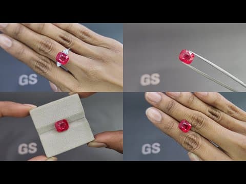 Intense red Mahenge spinel in cushion cut 5.11 carats, Tanzania ID 10800