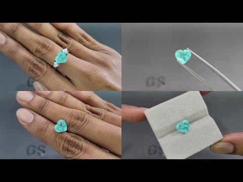 Neon Paraiba tourmaline greenish blue heart shape 2.61 carats, Mozambique ID 10983