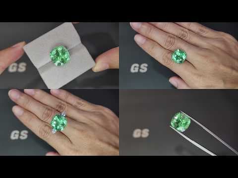 Neon Green Paraiba tourmaline in cushion cut 9,17 carats, Mozambique ID 11994