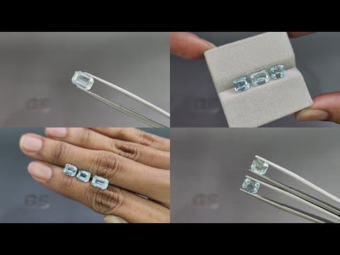 Set aquamarine octagon cut 3.87 carats, Madagascar ID 11010