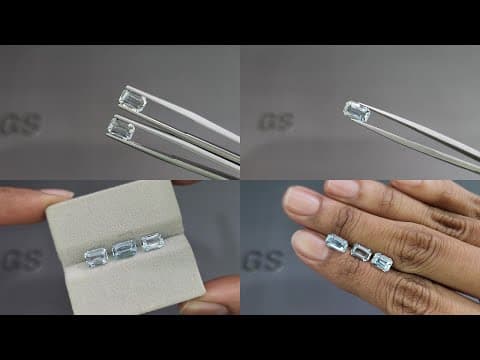 Set of aquamarines octagon cut 2.79 carats, Madagascar ID 11019