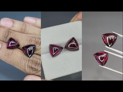 Pair of rhodolite garnets trillion cut 12.70 carats, Madagascar ID 11569