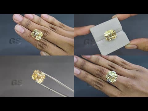 Unheated large yellow sapphire octagon cut 22.59 carats, Sri Lanka ID 11592