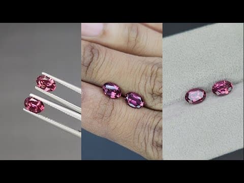Pair of rhodolite garnets oval cut 1.87 carats, Madagascar ID 11587