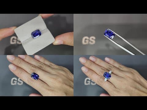 Unheated Royal Blue sapphire in cushion cut 6.61 carats, Sri Lanka ID 11675