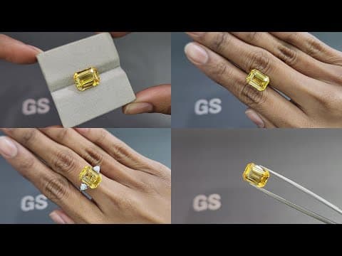 Unheated Golden Vivid Yellow sapphire in octagon cut 8.10 carats, Sri Lanka ID 10796