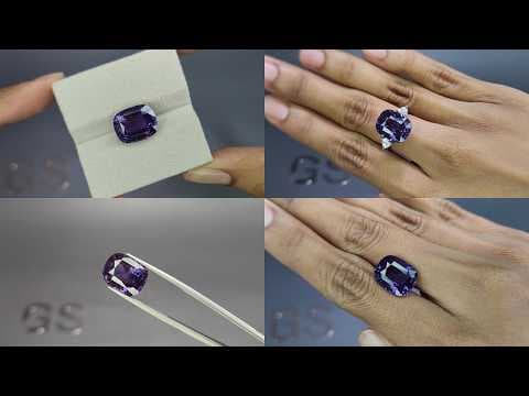Unheated violet sapphire cushion cut 10.10 carats, Sri Lanka ID 12302