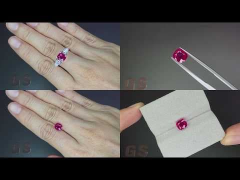 Unheated Vivid ruby cushion cut 2.03 carats, Mozambique ID 12054