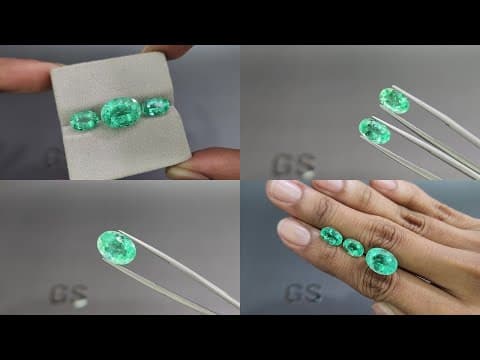 Set of tourmalines Paraiba Neon green oval cut 11.06 carats, Mozambique ID 10980
