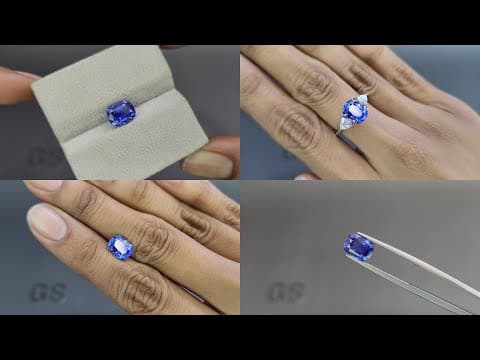 Unheated Royal Blue sapphire in cushion cut 2.52 carats, Sri Lanka ID 11082